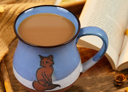 MPotTo Ceramic Fox Coffee Mug, Blue, 16 oz
