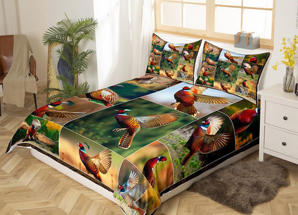 Erosebridal Pheasant Duvet Cover Full Size Hunting Turkey Bedding Set Wildlife Bird Pheasant Comforter Cover Farmhose Bird Chicken Bedroom Decor Quilt Cover for Children Teens