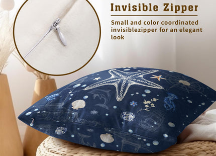 Imiss Coastal Nautical Starfish Throw Pillow Covers 18 x 18 Inch Set of 2 Anchor Sailboat Compass Lighthouse Decorative Pillow Cover Soft Square Pillow Case for Outdoor Sofa Home Decor