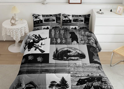 Feelyou Bear Paw Comforter Set - Toddler Size, Rustic Cabin Country Comforter Wildlife Bear Duvet Set - 2Pcs