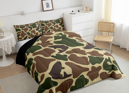 Erosebridal Hunting Fish Bedding Set Camo Army Bass Fishing Comforter Set