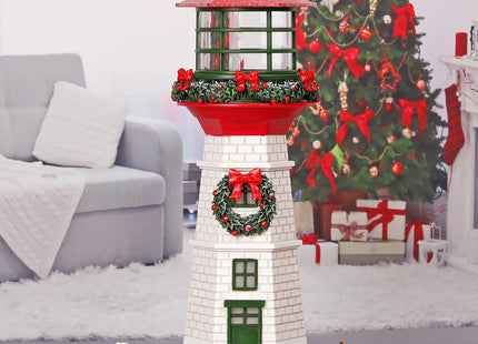13.6" Lighthouse Snow Globe, Christmas Snow Globes Musical Lighted Glitter, Christmas Decorations USB and Battery Operated Lantern with Music, Xmas Decor for Home,Red Roof