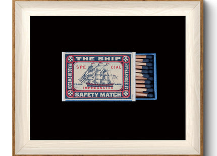 VIYYIEA Framed Vintage Matchbox Summer Sailboat Canvas Wall Art, 12×10 Inch