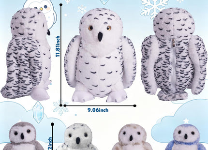 5 PCS Snowy Owl Stuffed Animal Set, 12'' Mommy Owl Plush Toy with 4 Babies