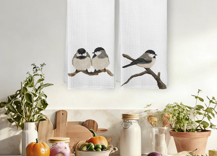 EGBTL Chickadee Bird Kitchen Towels, Rustic Farmhouse Birds Hand Towels for Bathroom Decor, Bird Lovers Gifts for Women Men Dishcloths Dish Towel for Kitchen 16x24 Inches Set of 2