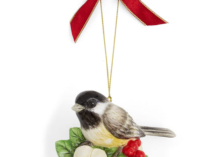 Spode Christmas Tree Chickadee Ornament - Festive Hanging Decorations