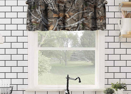 Yearn Jear Forest Camouflage Valance Curtain,Camo Conifer Oak Branches Leaves Mossy Hunting Lodge Camp Cabin Theme Windows Curtain Valance for Cottage Kitchen Dining Room,54x18inch