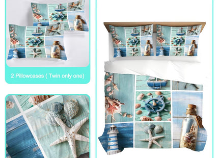 FUYEUN Beachy Bedding Set for Kids Twin Coral Ocean Sailboat Comforter Set for Boys Girls Bedroom Quilt Bed Set 1 Comforter 1 Pillowcase