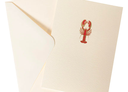Graphique Lobster Cards, Pack of 10 Cards with Envelopes, All Occasion Greetings, Blank Inside, Gold Foil Embossing, La Petite Press Collection Boxed Set, 3.25" x 4.75"