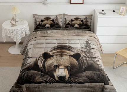 Erosebridal Grizzly Bear Bedding Set Twin Hunting Bear Comforter Set