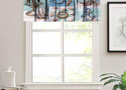 SXXLDNG Nautical Curtain Valance for Windows Living Room Kitchen Farmhouse, Hawaiian Ocean Animal Teal Short Rod Pocket Tier Curtain Window Treatment, 1 Panel 54x18