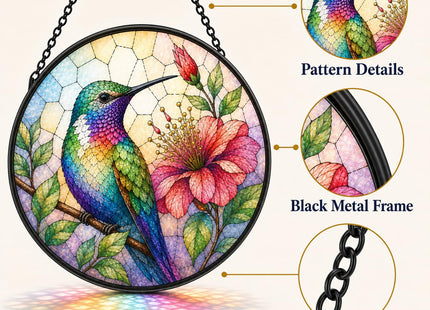 FZYGRAVH Suncatcher, Hummingbird Printed Glass Window Decor