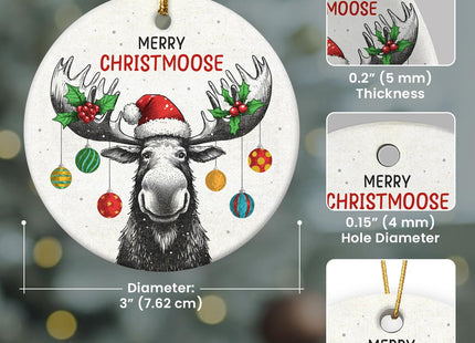 Gift Glow Funny Moose Christmas Ornaments - 2025 Double Sided Ceramic Moose Ornament, Moose Hunting Keepsake, Animal Lover Gifts for Kids, Ceramic Christmas Hanging Ornaments, Funny Gifts for Farmer