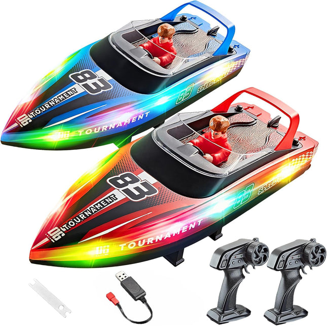 BEZGAR HJ821 2 Packs 10 Inch 15 KPH Fast RC Boats for Kids