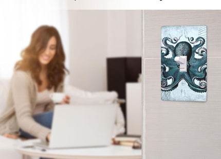 Retro Octopus Light Switch Cover Decorative Single Toggle Wall Plate Cover 1 Gang 4.5" X 2.76" Switch Plate Cover For Living Room Office Home Decor