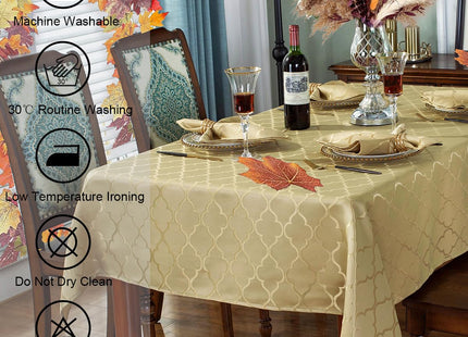 SASTYBALE Autumn Gold Champagne Jacquard Damask Square Tablecloth 52"x52"
