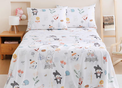 Yibeizi Woodland Animals Sheet Set Twin Kids Forest Camper Themed Bedsheets