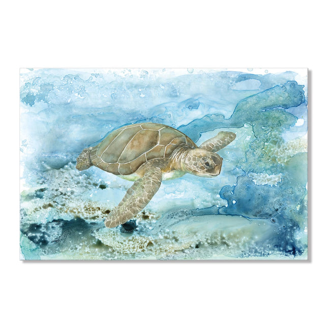 Sea Turtle Bathroom Wall Decor Modern Ocean Theme Nautical Painting Watercolor Coastal Turtle Picture Framed Artwork for Bedroom Bathroom Home 24x16Inch