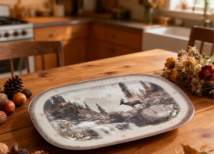 2 Pack Extra Large 17.5 Inch Deer Serving Trays,Reusable Melamine Platters