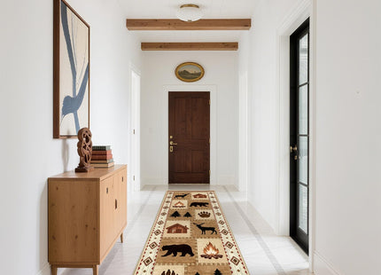 Rustic Cabin Bear Deer 2x6 Runner Rug for Hallway Bathroom Kitchen Washable
