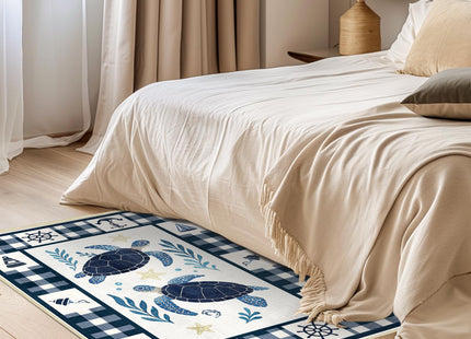 Coastal Rug 2x3 Nautical Sea Turtle Entryway Rug Ocean Doormat