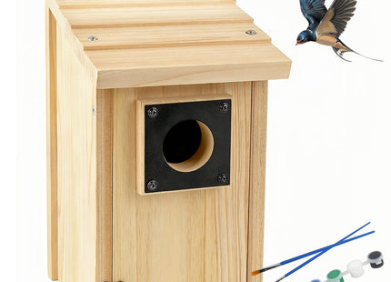 Wooden Bird Houses for Outside with Paint Set, Crafts & DIY Birdhouse Kits for Adults & Kids to Build, Bird House Outdoor for Bluebird Finch Swallow Wren Chickadee