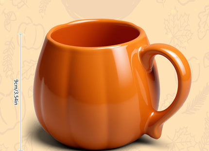 wlilupah 2 Pcs 14 oz Pumpkin Mug Ceramic Coffee Mug Fall Halloween Thanksgiving Autumn Pumpkin Shape Cup with Handle for Halloween Party Decoration