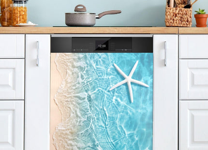 JIPONI Dishwasher Magnetic Cover Summer Beach Blue Starfish Sea Dishwasher Magnetic Kitchen Art Decor, Dishwasher Magnetic Sticker 23 W x 26 H Inch