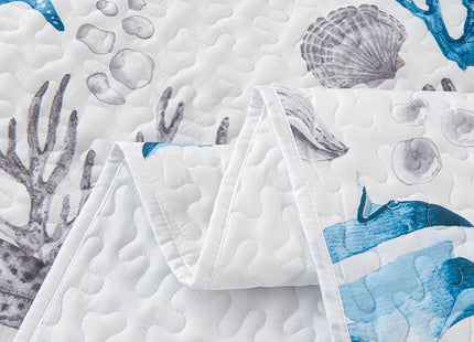 Crossvast Floral Patchwork Quilt Set Queen Size 3 Pieces,Boho Soft Microfiber Quilt Lightweight Coverlet,Bedspread Bedding Set for All Season-90x90inch,Sea Turtle