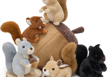 MorisMos Squirrel Stuffed Animal with Acorn House, Soft Squirrel Plush Toy