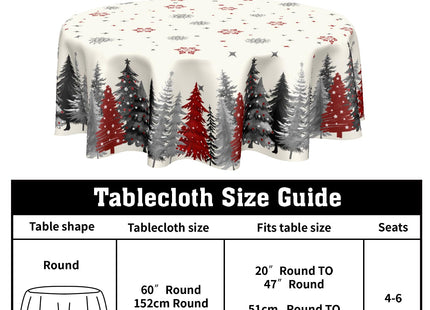 ABSOP Christmas Snowflake Tablecloth 60 Inch Gary Red Tree Table Cloth