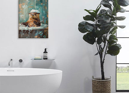 Aciagloc Bathroom Otter Canvas Wall Art, 12x16 In
