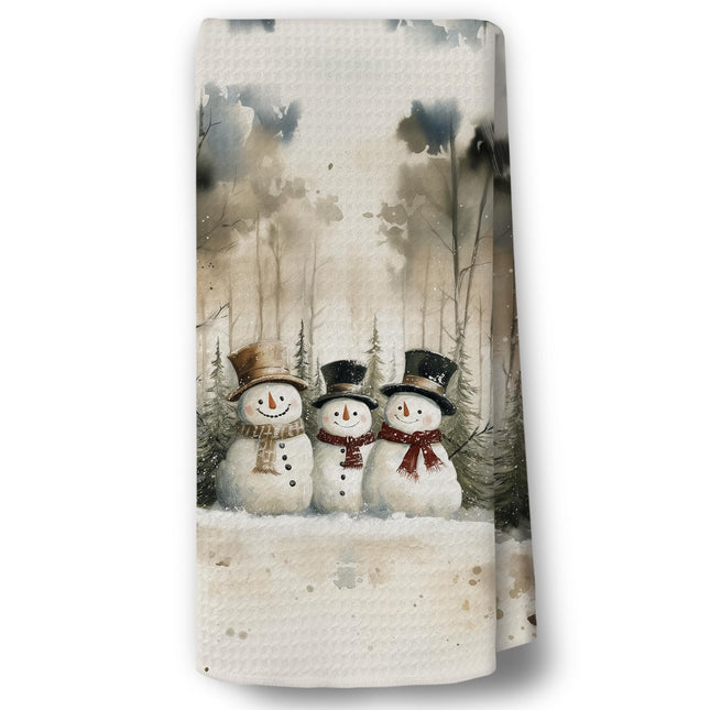 BCUANGD Winter Snowman Kitchen Towels Decor - Vintage Snow Deer Hand Tea Towels, Rustic Landspace Christmas Holiday Dish Towel Dishcloths Decorations for Home Kitchen Farmhouse, 16"x24"