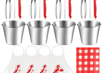 Mepase 21 Pcs Seafood Boil Crab Cracker Tool Kit, Red