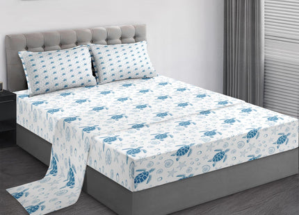 Pamnest Twin Bed Sheet Set, 3 Pieces Sea Turtle Bedding with Flat