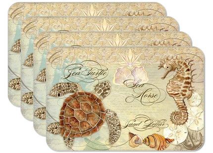CounterArt Coastal Waterways Reversible Easy Care Placemat 4 Pack
