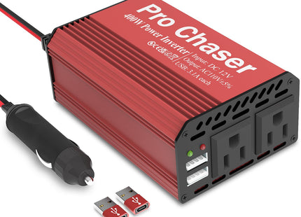 Pro Chaser 400W Car Power Inverter 12V DC to 110V AC Car Truck RV