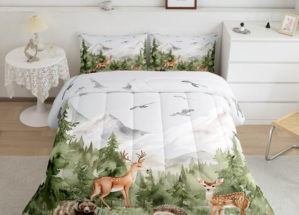 Erosebridal Giant Mountain Forest Twin Comforter Set Deer Bear Bedding