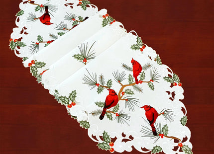 Simhomsen Embroidered Cardinal Table Runner for Christmas Holidays Decorations (14 × 69 Inches)