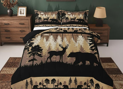 Feelyou Rustic Bear Deer Comforter Set Queen for Kids Boys Girls Bedding
