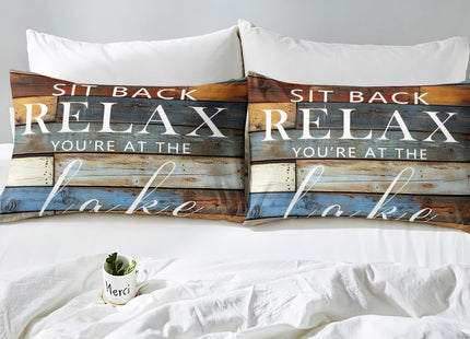 Lake Life Theme Bedding Set,Rustic Farmhouse Duvet Cover for Kids Teens Boys Girls,Brown and Blue Comforter Cover Decorative Room,Lake Quilt Cover with 2 Pillowcases,King Size(No Comforter)