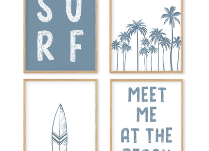 Boat Wades Coastal Beachy Unframed Wall Art Prints,Surfing Posters & Prints For Living Room Home Decor,Coastal Summer Bedroom Decor 8x10 Set Of 4