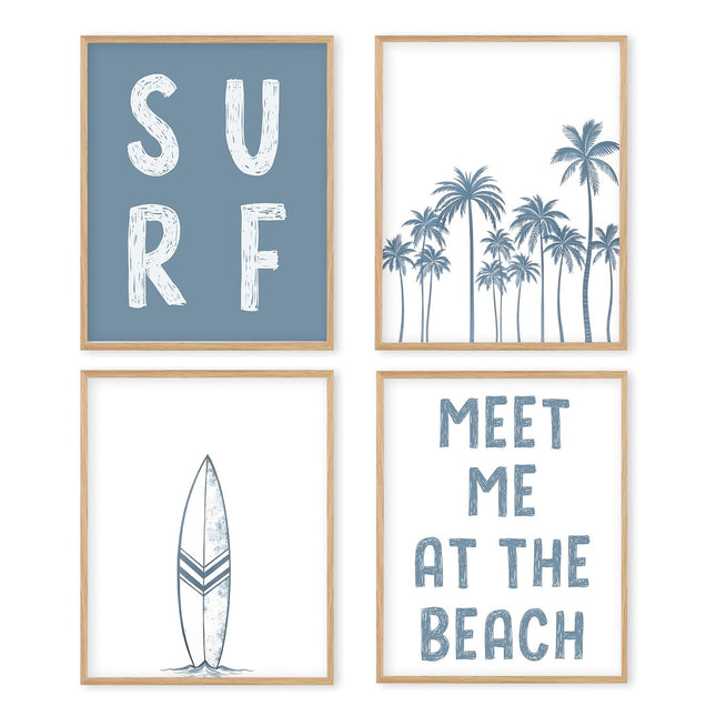 Boat Wades Coastal Beachy Unframed Wall Art Prints,Surfing Posters & Prints For Living Room Home Decor,Coastal Summer Bedroom Decor 8x10 Set Of 4