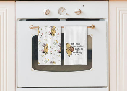QZCYU Winnie Kitchen Towels Set of 2 - The Pooh Bear Decor Stuff for Kitchen Bathroom - Winnie Dishes Dish Towel - Winnie Bathroom Hand Towels - The Pooh Gifts for Women - Winnie Waffle Towels