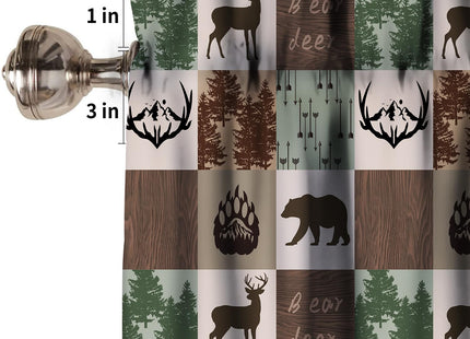 SENRUEGT Rustic Kitchen Valances for Windows,Retro Farmhouse Vintage Country Cabin Moose Deer Bear Rod Pocket Valance Curtain for Bedroom Living Room Cafe，54X18 1 Piece