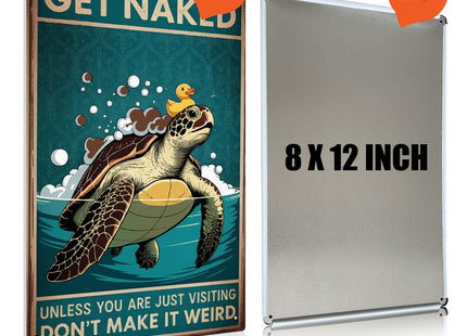 BEASTZHENG Funny Sea Turtle Bathroom Metal Tin Sign Turtle Decor, Ocean Theme Wall Art, Tropical Turtle Bathroom Accessories, Sea Life Tin Sign for Restroom