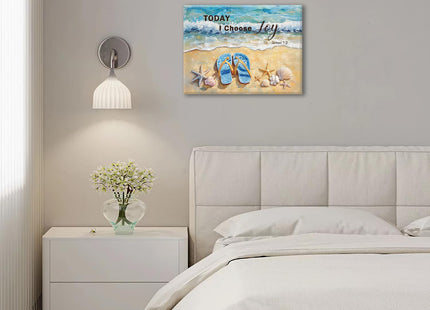 Trulave Blue Beach Ocean Pictures Wall Art Christian Seashell Decor 16x12