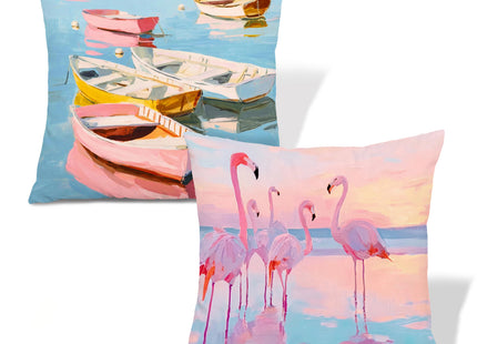 XUNLURY Pastel Nautical Ocean Throw Pillow Covers 18x18 Set of 2