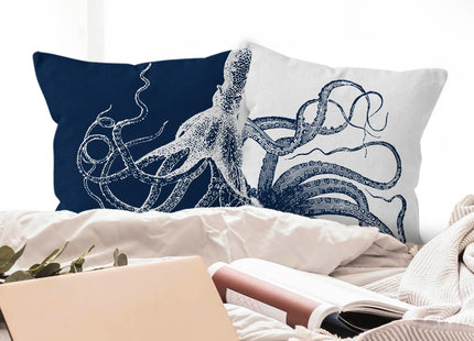 HIWX Coastal Pillow Covers, Nautical Pillow Covers, Nautical Coastal Octopus Pillows Decorative Pillowcase Throw Pillow Cover 18 x 18, Ocean Beach Octopus for Sofa Bed Room Home Decor Set of 2