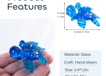 2.5'' Hand Blown Glass Sea Turtle Figurines Mini Sea Animal Collectibles
